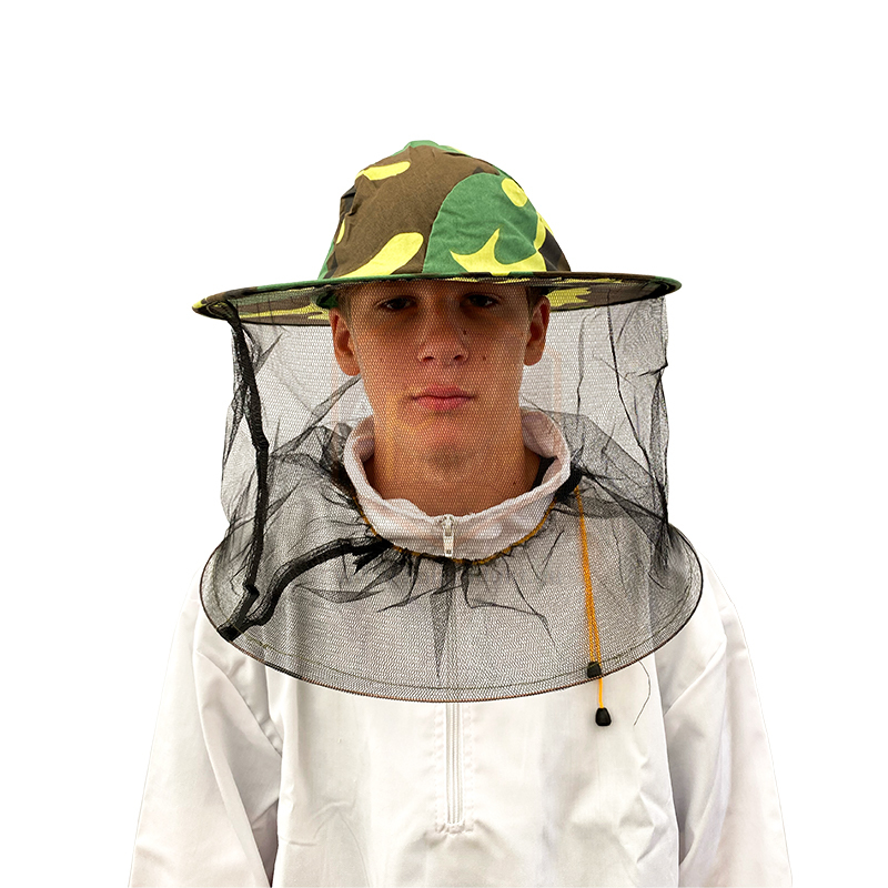 Méhész kalap terepmintás, szövetből, tüllel