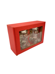 Dekoran papierov balenie na 2 sklenen pohre MACKO22 - erven - 2